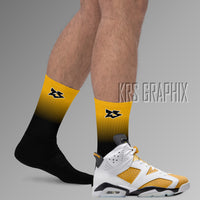 Socks To Match Jordan 6 Yellow Ochre - Gradient