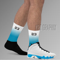 Socks To Match Jordan 9 Powder Blue - Gradient
