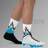 Socks To Match Jordan 9 Powder Blue - Flames