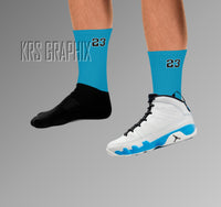 Socks To Match Jordan 9 Powder Blue - Blue 23