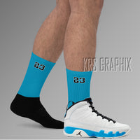 Socks To Match Jordan 9 Powder Blue - Blue 23