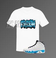 T-Shirt To Match Jordan 9 Powder Blue - Fresh Graffiti Style