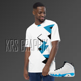Full Print Shirt To Match Jordan 9 Powder Blue - White Jagged
