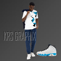 Full Print Shirt To Match Jordan 9 Powder Blue - White Jagged