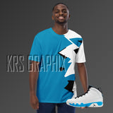 Full Print Shirt To Match Jordan 9 Powder Blue - Blue Jagged