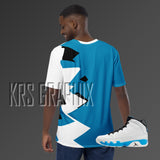 Full Print Shirt To Match Jordan 9 Powder Blue - Blue Jagged