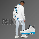 Zip Hoodie To Match Jordan 9 Powder Blue - White Jagged