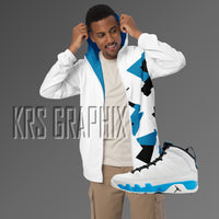 Zip Hoodie To Match Jordan 9 Powder Blue - White Jagged