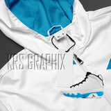 Zip Hoodie To Match Jordan 9 Powder Blue - White Jagged