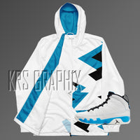 Zip Hoodie To Match Jordan 9 Powder Blue - White Jagged