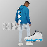 Zip Hoodie To Match Jordan 9 Powder Blue - Blue Jagged