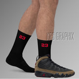 Socks To Match Jordan 9 Olive - Black 23