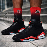 Fadeaway Socks – Reverse Infrared 6 Colorway Crew Socks | Black Red Sneaker Matching Socks