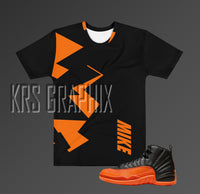 Full Print Shirt To Match Jordan 12 Brilliant Orange - Jagged