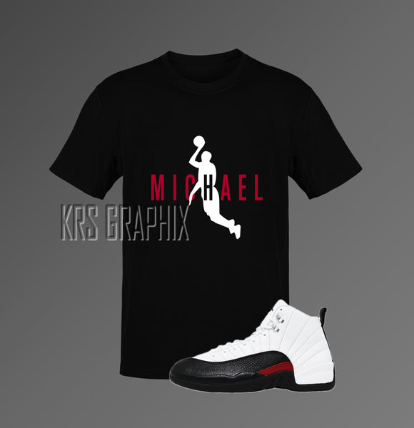 T-Shirt To Match Jordan 12 Cherry & Jordan 4 BRED Reimagined & Jordan 12 Red Taxi - Michael Flying