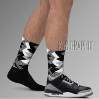 Socks To Match Jordan 3 Black Cement & Reimagined - Jagged