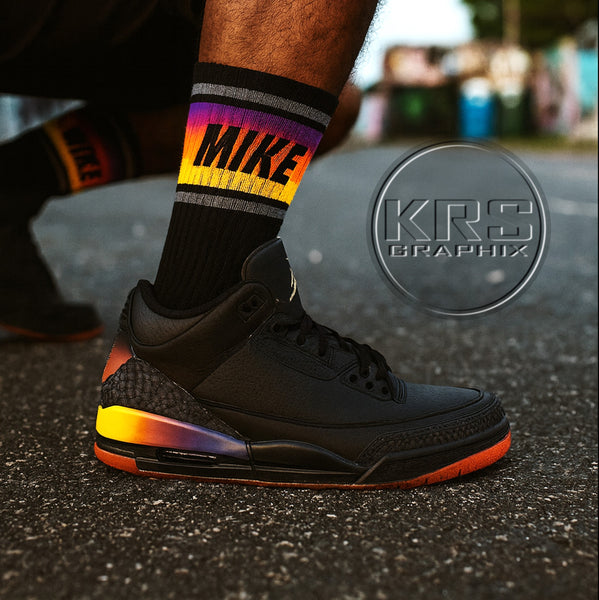 Socks To Match Jordan 3 Balvin Rio - Mike In Stripes
