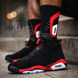 Reverse Infrared 6 Match Socks | Infrared Black Sneakerhead Crew Socks | Air Sole Inspired “6” Design