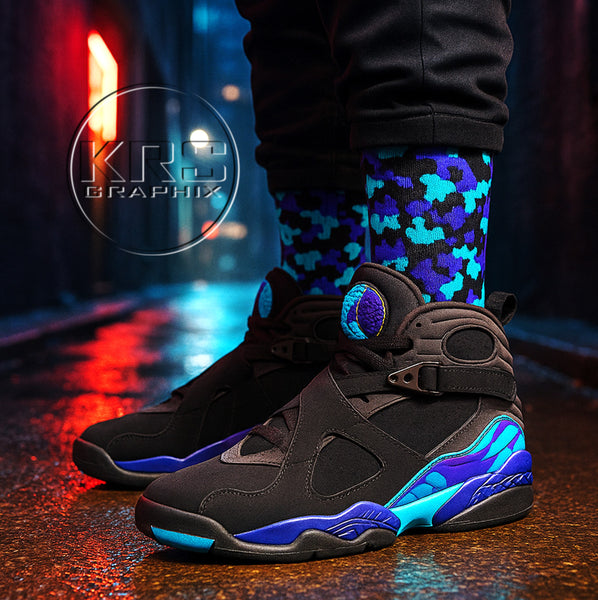 Socks To Match Jordan 8 Aqua - Camo