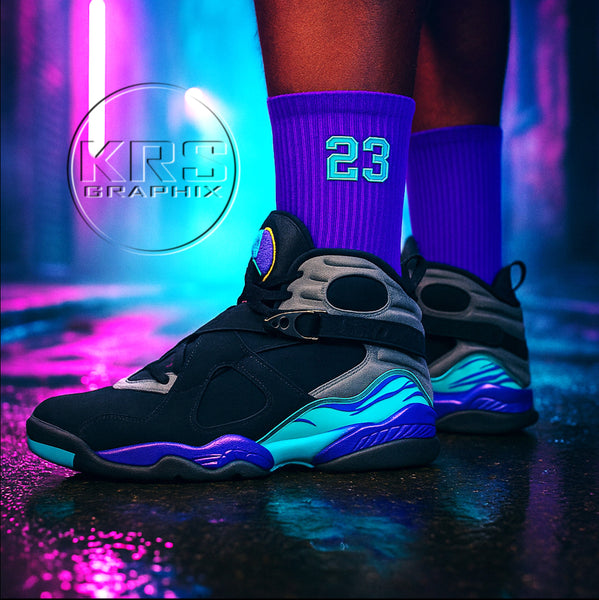 Socks To Match Jordan 8 Aqua - Violet 23