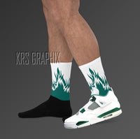 Socks To Match Jordan 4 Oxidized Green - Flames