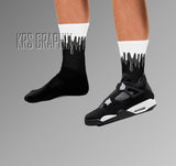 Socks To Match Jordan 4 White Thunder - Dripping