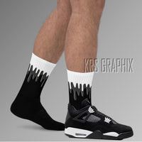 Socks To Match Jordan 4 White Thunder - Dripping