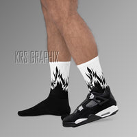 Socks To Match Jordan 4 White Thunder - Fire