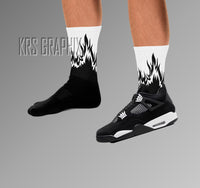 Socks To Match Jordan 4 White Thunder - Fire