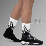 Socks To Match Jordan 4 White Thunder - Fire