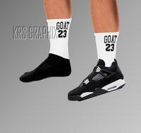 Socks To Match Jordan 4 White Thunder - Goat 23 White