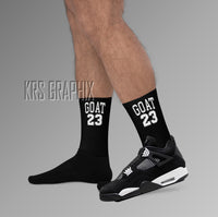 Socks To Match Jordan 4 White Thunder - Goat 23 Black