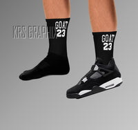 Socks To Match Jordan 4 White Thunder - Goat 23 Black