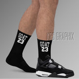 Socks To Match Jordan 4 White Thunder - Goat 23 Black