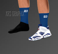 Socks To Match Jordan 6 Olympic - Blue 23