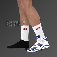 Socks To Match Jordan 6 Olympic - White 23