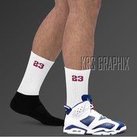 Socks To Match Jordan 6 Olympic - White 23