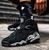 Chrome 8s Sneaker Match Socks, Black Silver Graphic Crew Socks, Sneakerhead Gift