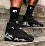 Chrome 8s "23" Socks, Black White Sneaker Match Crew Socks, Sneakerhead Gift