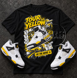 Tour Yellow 4s Shirt – On the Move Sneaker Matching Graphic Tee, Black and Yellow Streetwear
