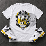 Tour Yellow 4s Fantastic Fours Shirt – Sneaker Matching Graphic Tee, Black White and Yellow Streetwear