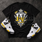 Tour Yellow 4s Fantastic Fours Shirt – Sneaker Matching Graphic Tee, Black White and Yellow Streetwear