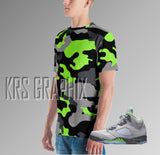 Full Print Shirt To Match Jordan 5 Green Bean - Camo