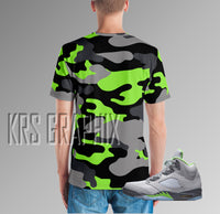 Full Print Shirt To Match Jordan 5 Green Bean - Camo
