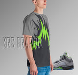 Full Print Shirt To Match Jordan 5 Green Bean - Flames