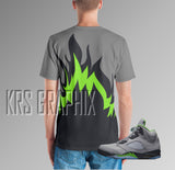 Full Print Shirt To Match Jordan 5 Green Bean - Flames