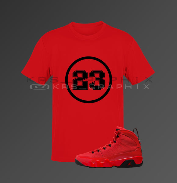 Shirt Match Jordan 9 Chile Red / Red Thunder 4 - Chile Red 9s/ Red Thunder 4s -Shirt 23