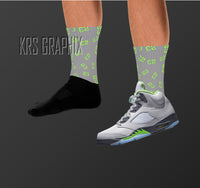 Socks To Match Jordan 5 Green Bean - 23'S Pattern