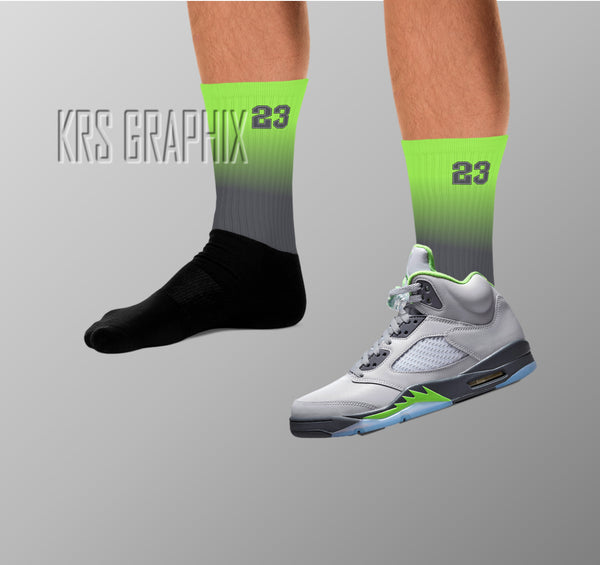 Socks To Match Jordan 5 Green Bean - Gradient