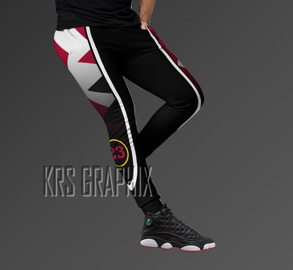 Joggers To Match Jordan 13 Playoff - Colorful Jagged Insert White Border